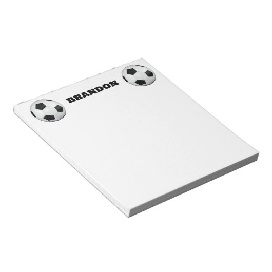 Jongens Voetbal Zwart Stijlvolle Custom Name Kinde Notitieblok (Schuin)