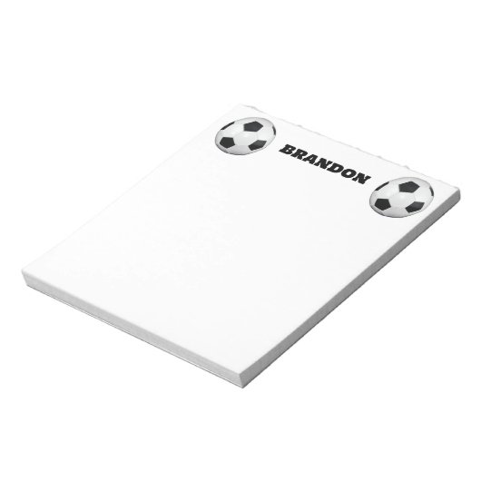 Jongens Voetbal Zwart Stijlvolle Custom Name Kinde Notitieblok (Gedraaid)