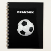 Jongens Voetbal Zwart Stijlvolle Custom Name Kinde Planner (Voorkant)