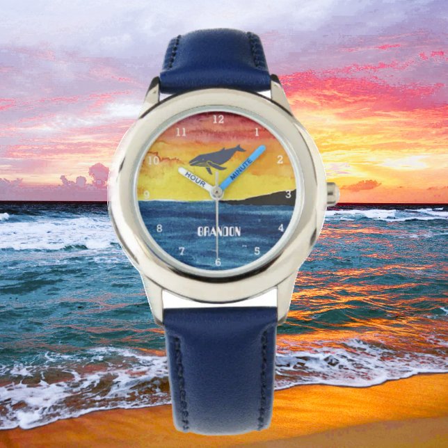 Jongens walvis vis vis vis moderne blauwe Kind Horloge (Creator heeft geüpload)