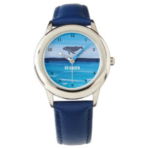 Jongens walvis vis vis vis moderne blauwe Kind Horloge