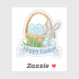 Jongens Waterverf Blauwe Paasmand Sticker