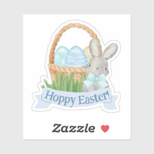 Jongens Waterverf Blauwe Paasmand Sticker (Vel)