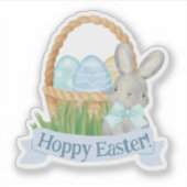 Jongens Waterverf Blauwe Paasmand Sticker (Voorkant)