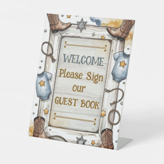 Jongens Western Rustic Little Cowboy Rodeo Reclamebord Met Voetstuk