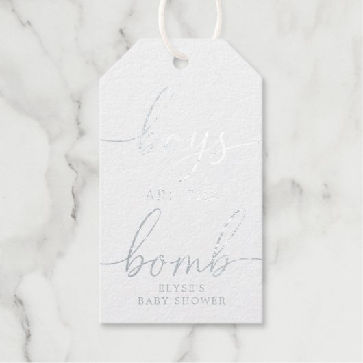 Jongens zijn de bomb Silver Foil Favor Gift Label (Voorkant)