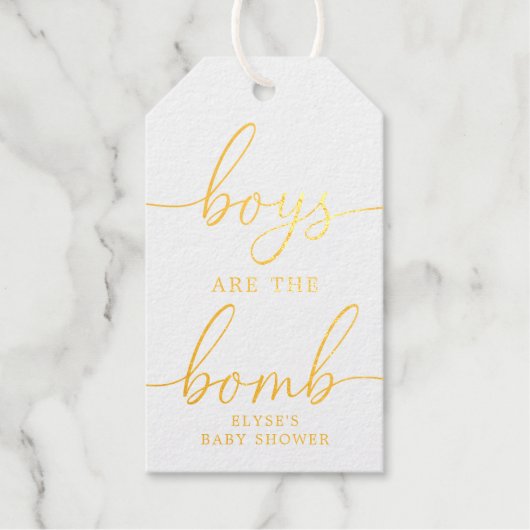 Jongens zijn het Bomb Gold Foil Favor Gift Label (Voorkant)