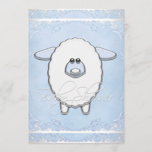 Jongens Zoete Blauwe Schaap Baby Shower Kaart
