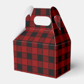 Jongens Zwart & Rood Plaid Geruite Party Favor Box Bedankdoosjes (Achterkant)
