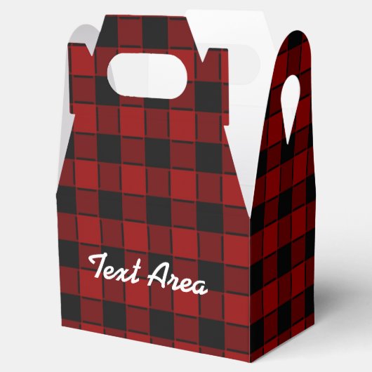 Jongens Zwart & Rood Plaid Geruite Party Favor Box Bedankdoosjes (Geopend)
