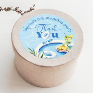 Jongens zwembad verjaardagsfeestje blauw zwemmen D Ronde Sticker