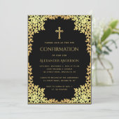 Jongensbevestiging Zwart Faux Gold Verlaat Religie Kaart (Staand voorkant)