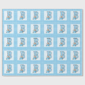 Jongensbrief 'B' met Teddy Bear en Blue Gingham Cadeaupapier (Vlak)