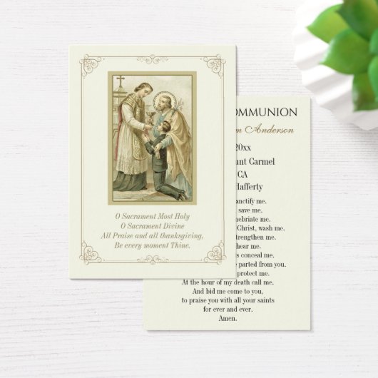 Jongenscommunie Katholieke herdenking Heilige Kaar Visitekaartje (Bureau)