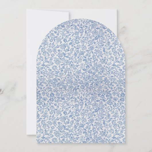 Jongensdoop Boog Blauw Wit Bloemen Patroon Kaart (Achterkant)