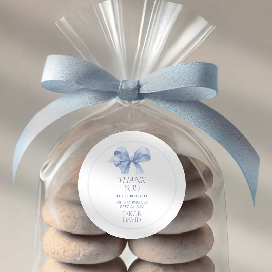 Jongensdoop Dank U Sticker - Blue Bow