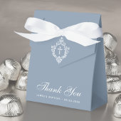 Jongensdoop Dusty Blue White Cross & Crest Elegant Bedankdoosjes