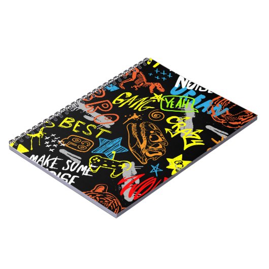 Jongensgraffiti: met de hand getekende koelte notitieboek (Linkerzijde)