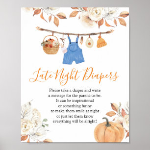Jongenskleding Pompoen Baby shower Late Night Luie Poster