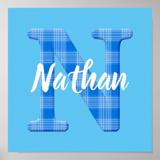 Jongensnaam aangepaste plaid letter N Poster (Voorkant)