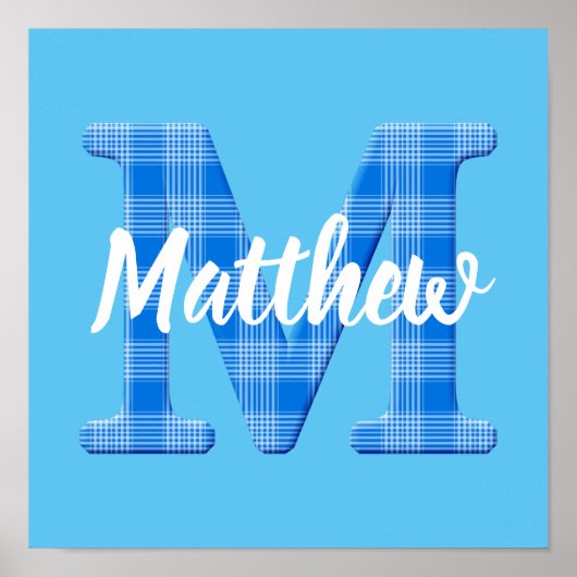 Jongensnaam op maat geruite letter M Poster (Voorkant)