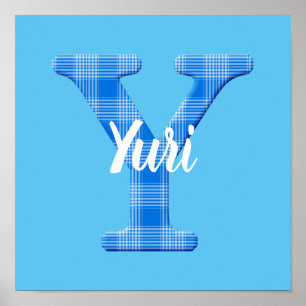 Jongensnaam op maat geruite letter Y Poster