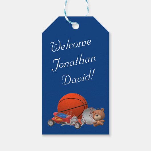 Jongenspeelgoed met Labels met geschrokken cadeaus Cadeaulabel (Voorkant)