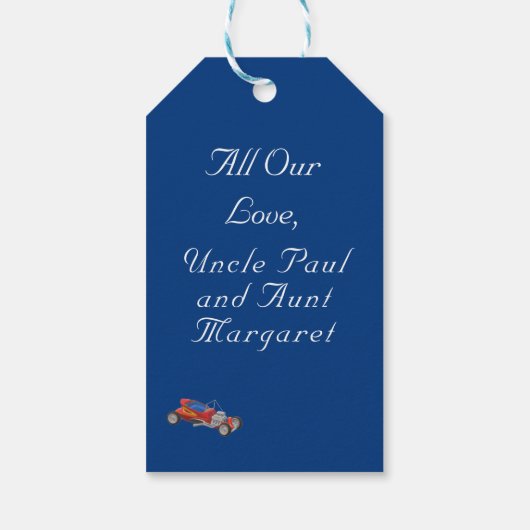 Jongenspeelgoed met Labels met geschrokken cadeaus Cadeaulabel (Achterkant)