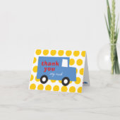 Jongensspeelgoed leuk en schattig blauwe vrachtwag bedankkaart (Voorkant)