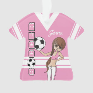 Jonger ⚽ Soccer Cute Girl Roze Ornament