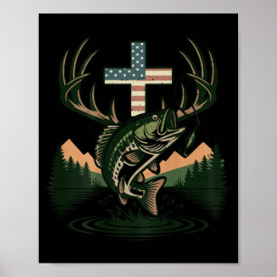 Jongeren jagen geloof vissen kruis camouflage chri poster