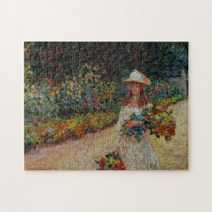 Jongerenmeisje in de tuin bij Giverny Monet Fine A Legpuzzel