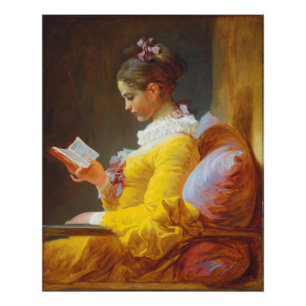 Jongerenmeisje Lezing Jean-Honore Fragonard, groot Foto Afdruk