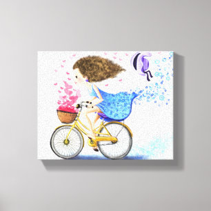 Jongerenmeisje op een bijschilderscanvas — schilde canvas afdruk