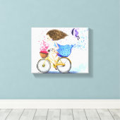 Jongerenmeisje op een bijschilderscanvas — schilde canvas afdruk (Insitu (Houten vloer))