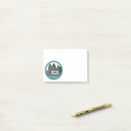 Jongerenzomerkamp, eilandhut, met aangepast teken post-it® notes (Op bureau)