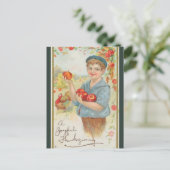 jongetje met appels Thanksgiving Briefkaart (Staand voorkant)