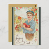 jongetje met appels Thanksgiving Briefkaart (Voorkant / Achterkant)