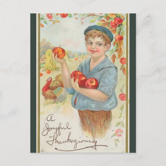 jongetje met appels Thanksgiving Briefkaart (Voorkant)