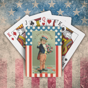 jongetje Sam op 4 juli Pokerkaarten