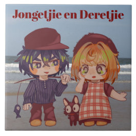 Jongetjie en Deretjie Chibi Tegeltje