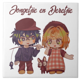 Jongetjie en Deretjie Chibi Tegeltje