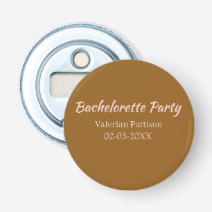 JONGGESELLENFEEST BRUIN ROZE NAAM BRUIDSJUFFER BUTTON FLESOPENER