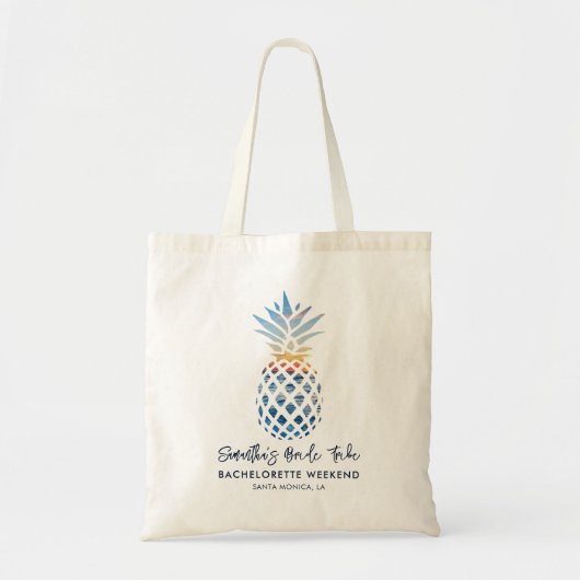 Jonggezellenfeest Ananas Script Tote Bag (Voorkant)