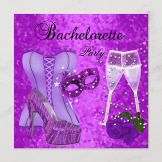 Jonggezellenfeest Paarse Masker Schoenen Kanten Ju Kaart