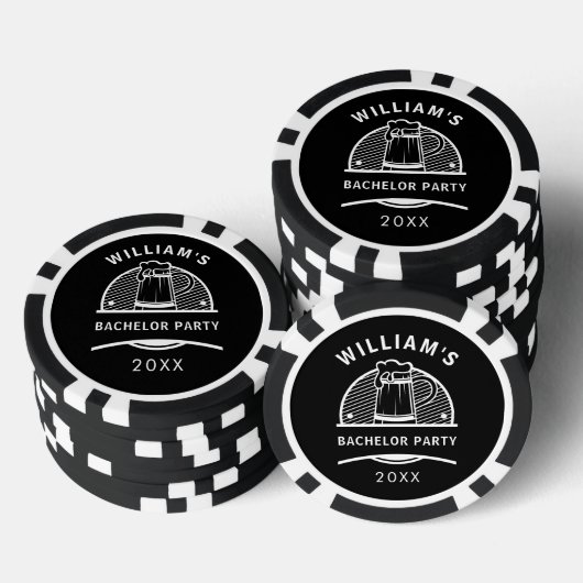 Jonggezellenfeest Zwart en Wit Bier Poker Chips (Opstapeling)