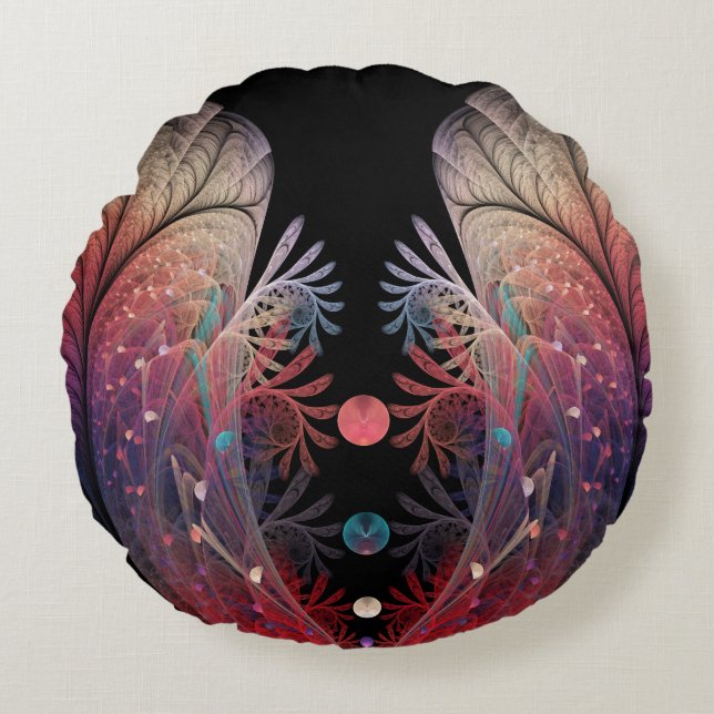 Jonglage Abstracte Modern Fantasy Fractal Art Rond Kussen (Voorkant)