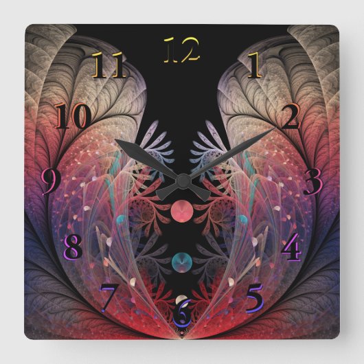 Jonglage Abstracte Modern Fantasy Fractal Art Vierkante Klok (Voorkant)