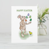 jongleren paashaas feestdagenkaart (Staand voorkant)