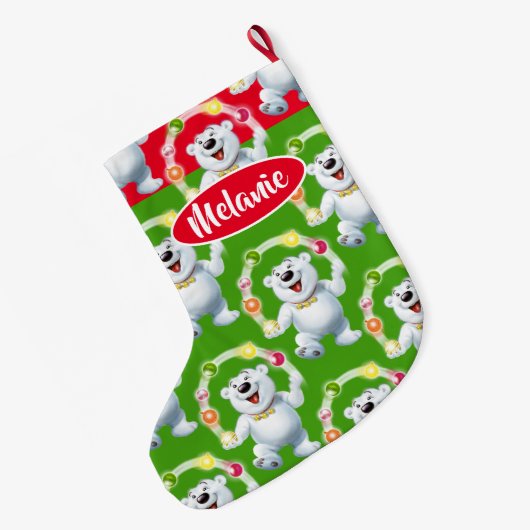 Jongleren Polar Beer aangepaste meisjes kerstkous Grote Kerstsok (Achterkant (Hangend))